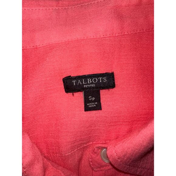Talbots Petites Classic Cotton Button Down Shirt Blouse Roll Tab Sleeves Size Sp - Picture 6 of 7